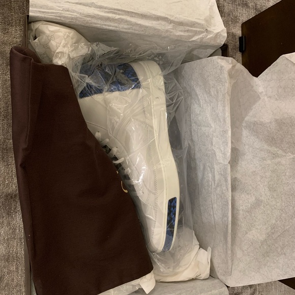 Gucci - White Leather - Blue Python - High Top - 10.5 - Picture 4 of 8